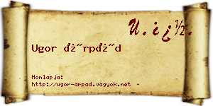 Ugor Árpád névjegykártya